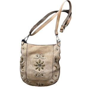Beige Studded Campomaggi Saddle Bag